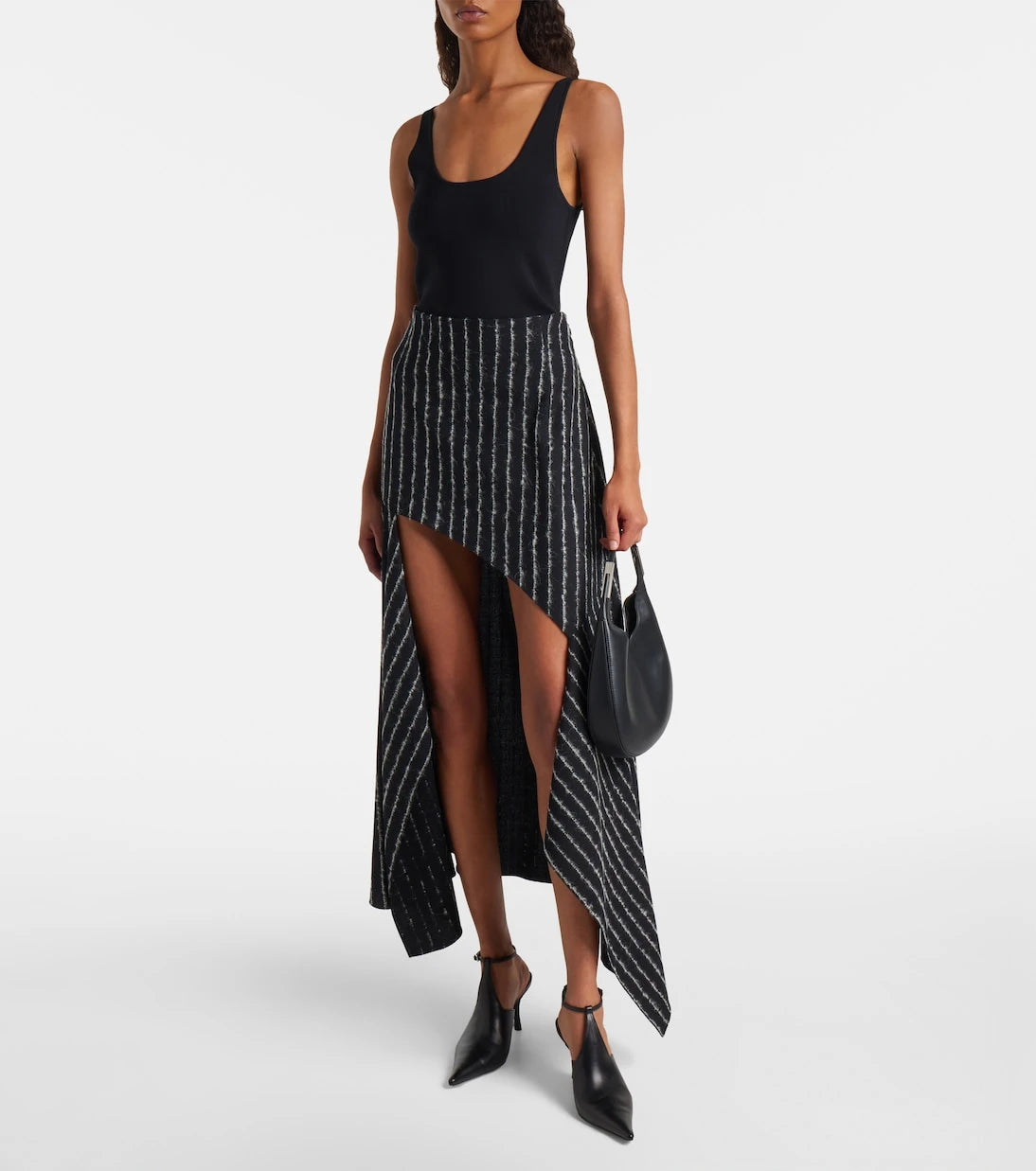 Mugler - Striped asymmetric maxi skirt