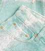 Green Embellished Washed Denim Shorts