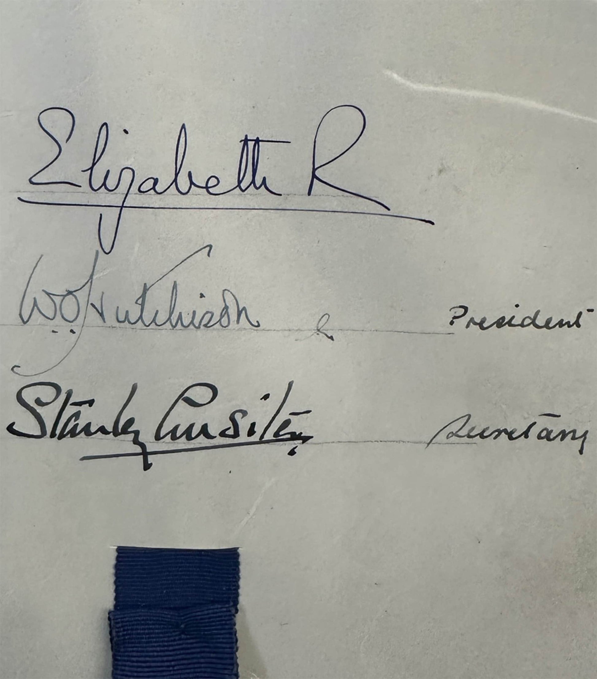 Queen Elizabeth II Signed 1954 Document Framed Display