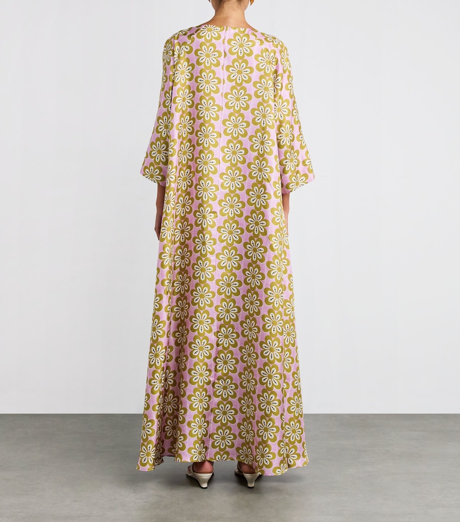 La Doublej Multi Floral Print Kaftan Maxi Dress