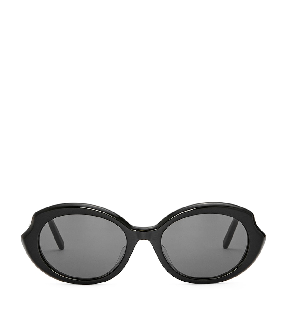 Black Thin Mini Oval Sunglasses