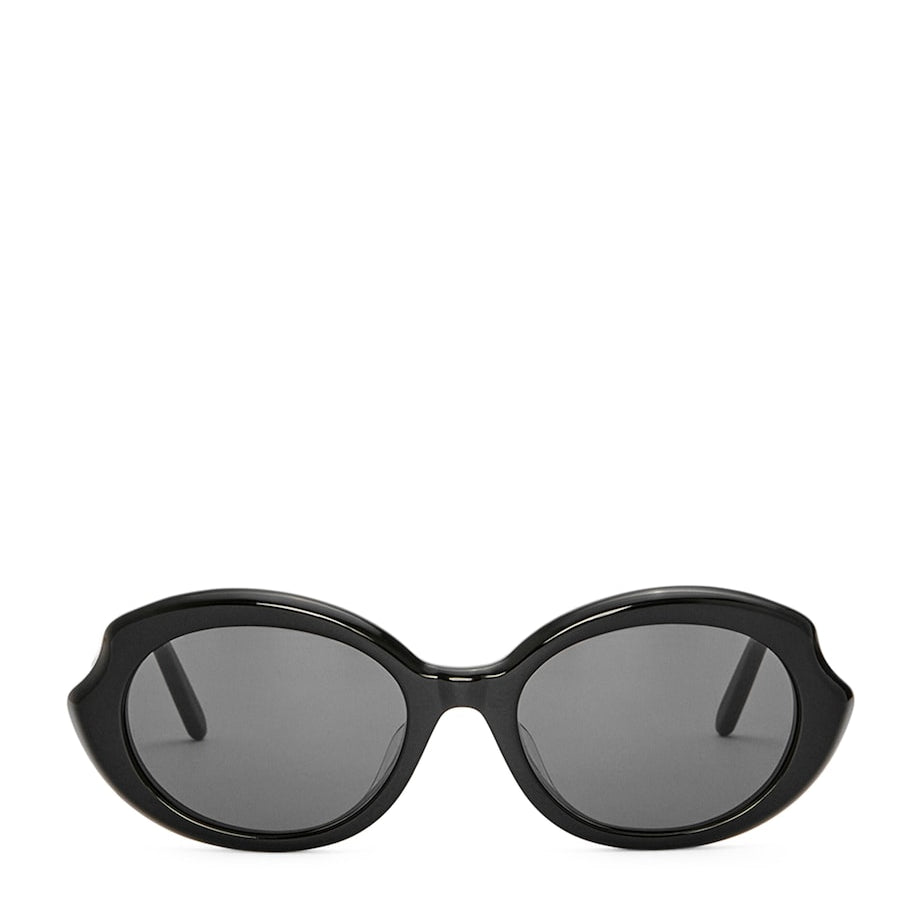 Black Thin Mini Oval Sunglasses