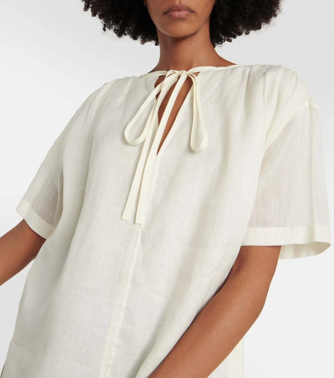 Joseph - Tie-neck ramie blouse