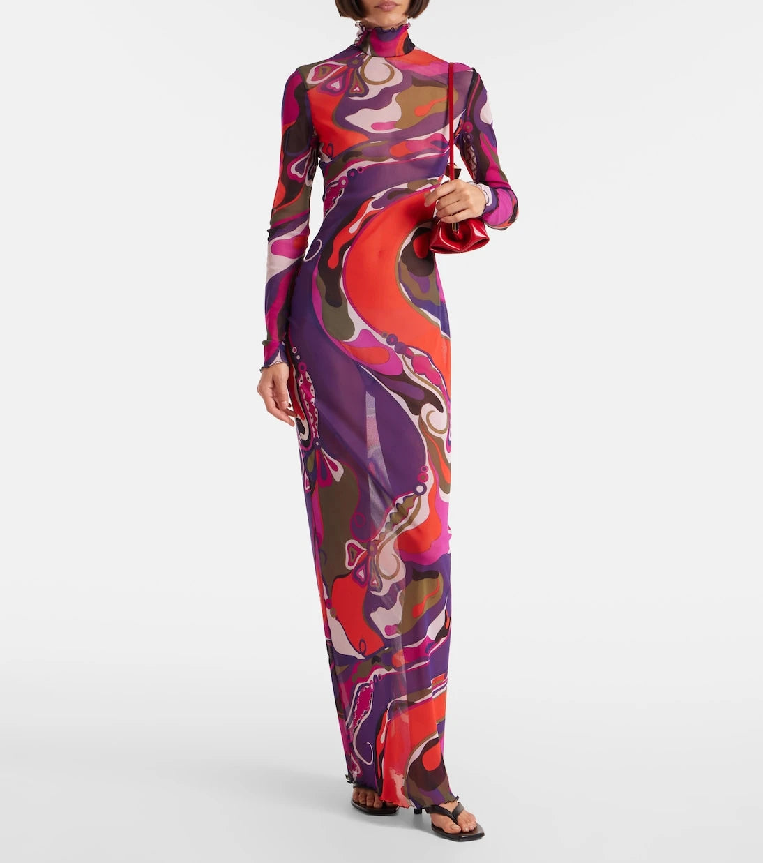 Pucci - Orchidee mesh maxi dress