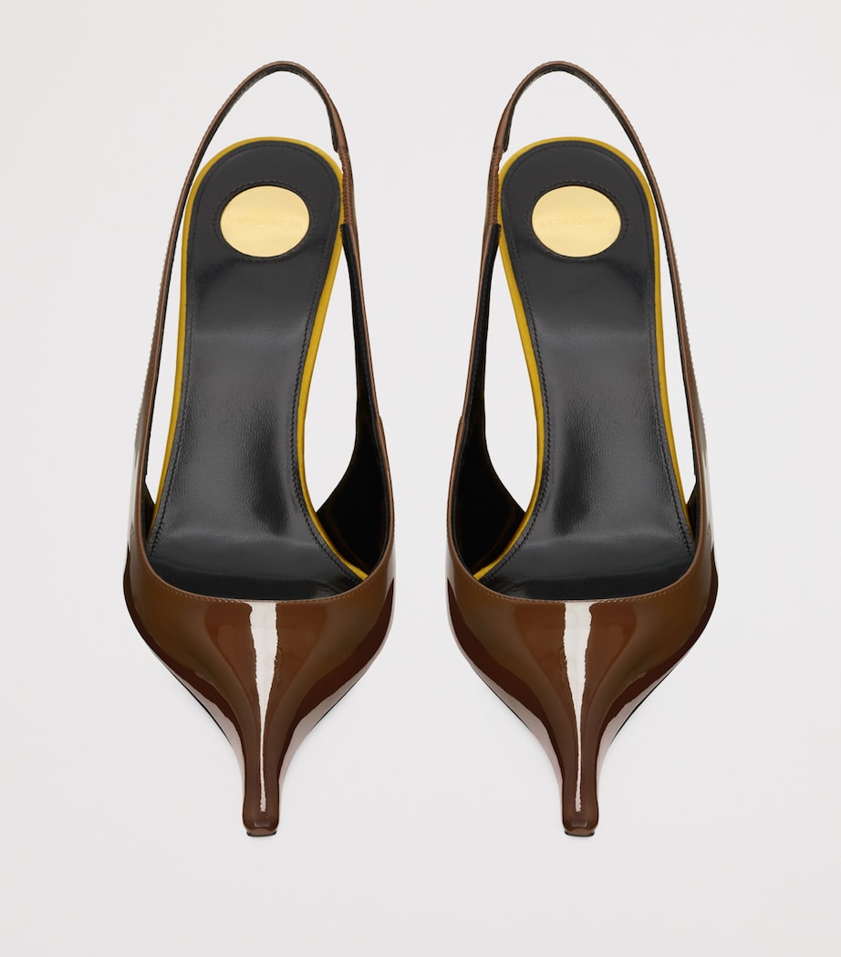 Saint Laurent Brown Patent Leather Amalia Slingback Pumps 110