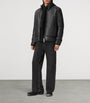 Black Leather Furse Puffer Jacket