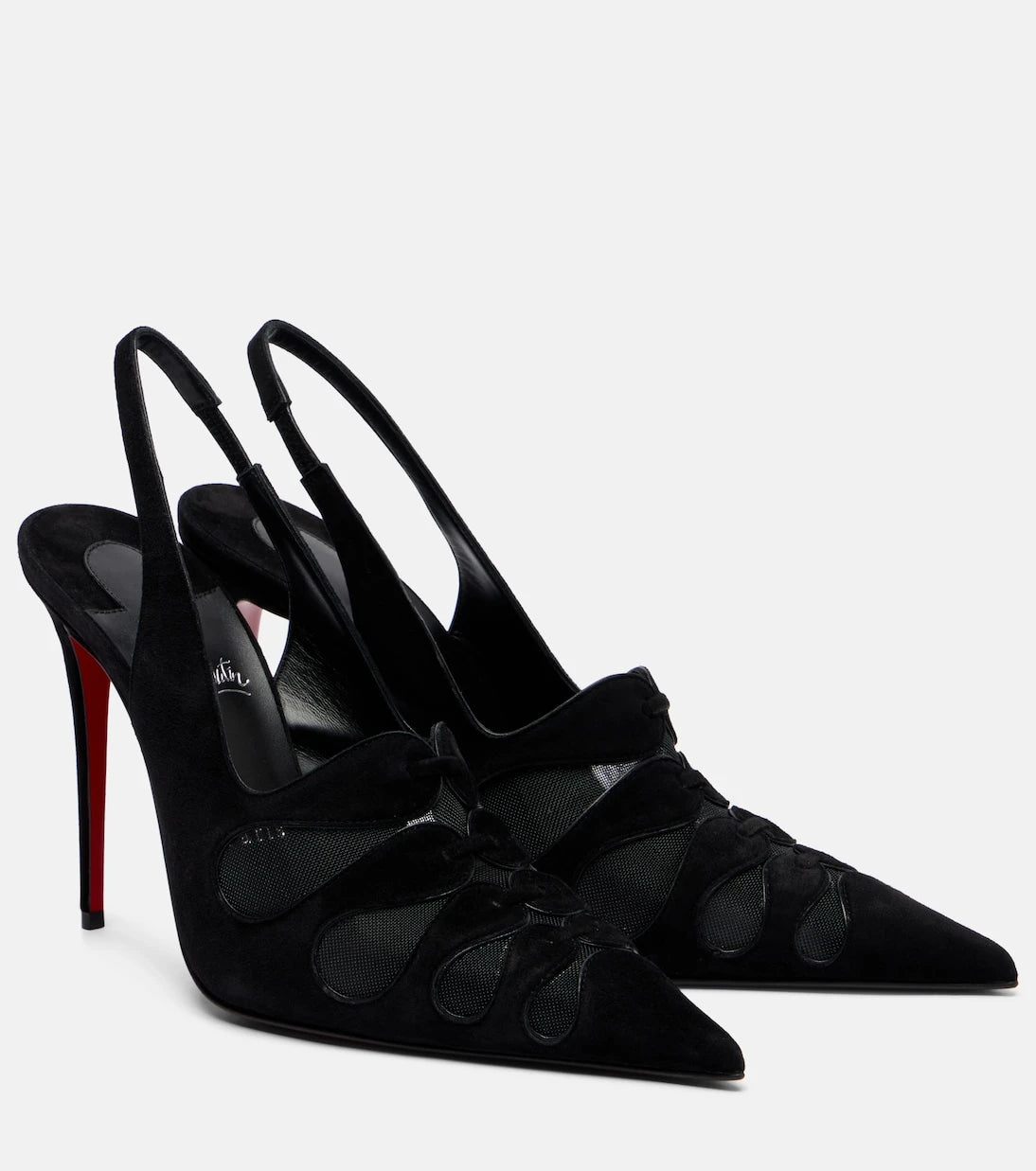 Christian Louboutin - Circus Max suede and mesh slingback pumps