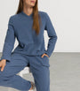 Blue Cotton-Blend Easy Wear Pullover