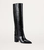 Paris Texas Black Croc-Embossed Leather Anja Knee-High Boots 70