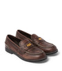 Miu Miu Brown Leather Vintage-Effect Loafers