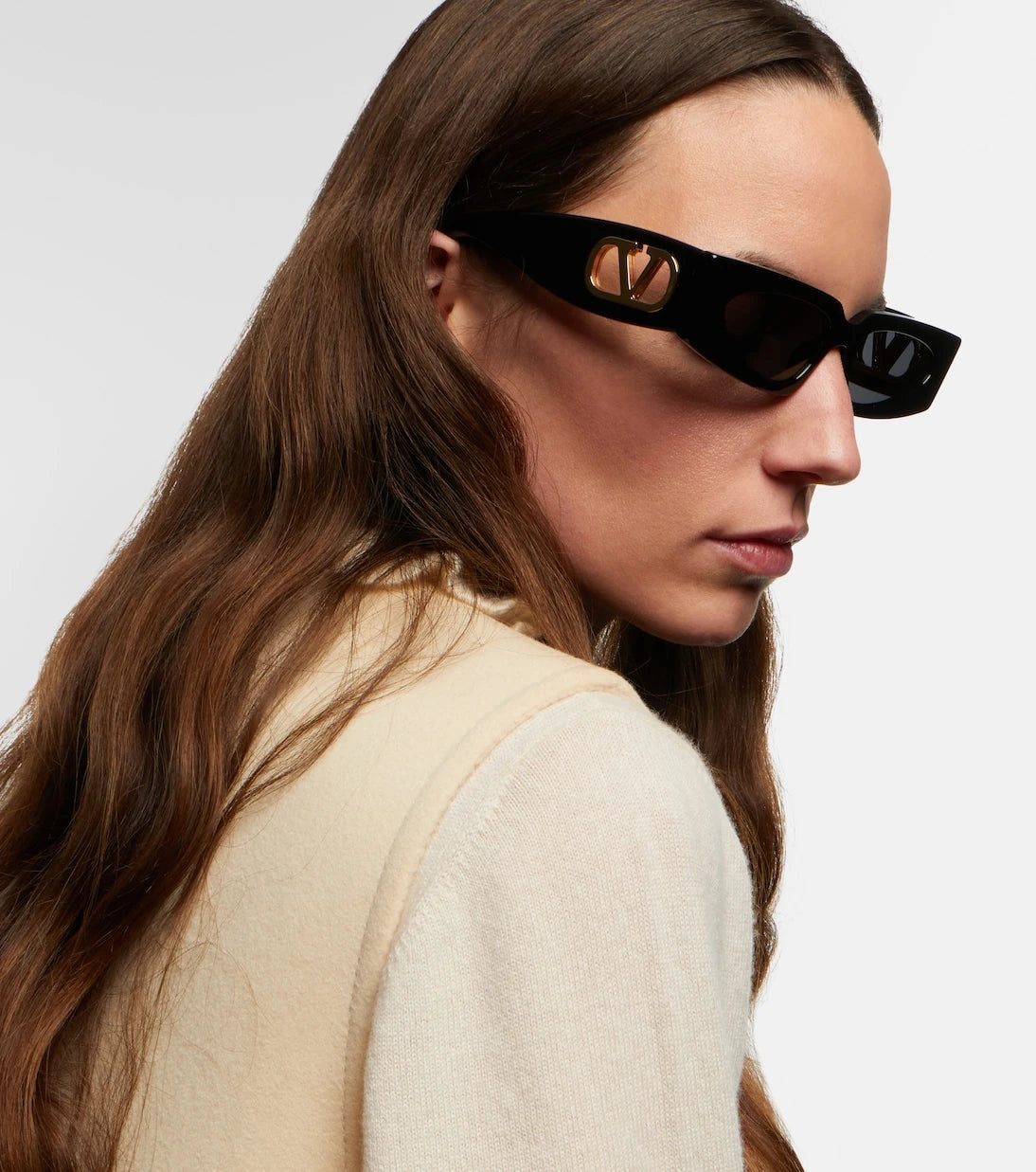 فالنتينو - نظارة شمسية مستطيلة بتصميم VLogo Vain Bold