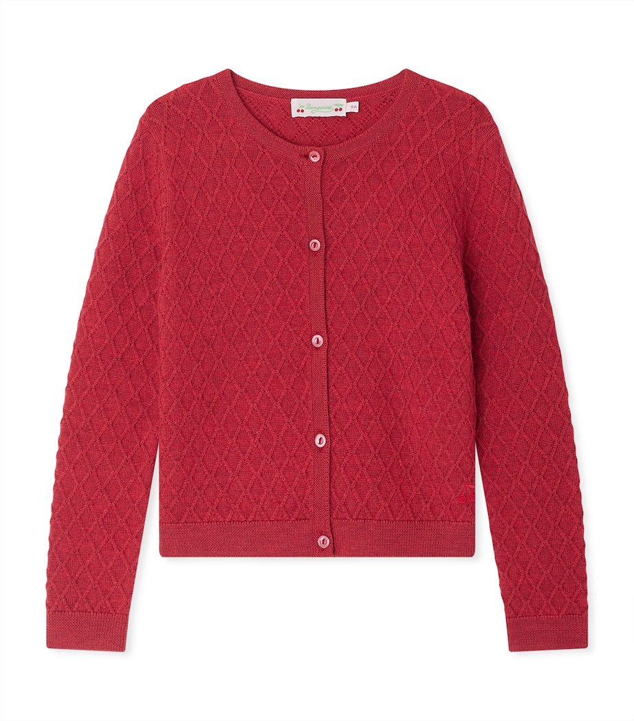 Wool Diamond-Knit Garancie Cardigan (4-8 Years)