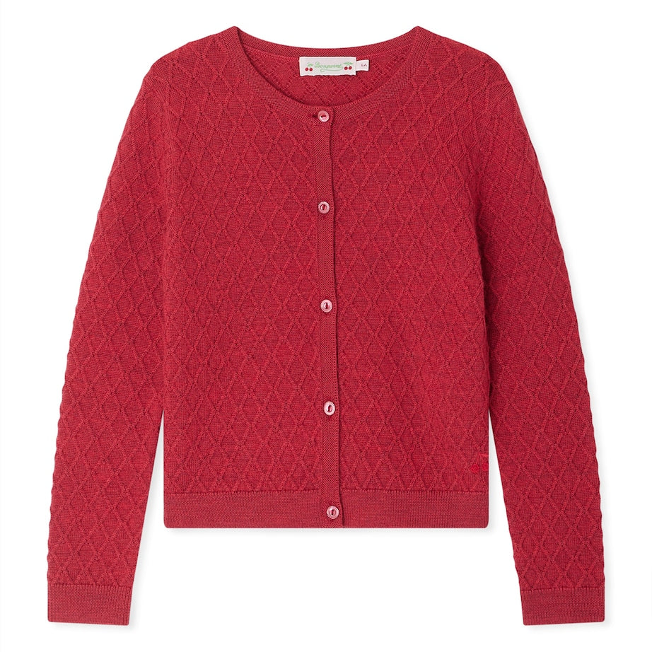 Wool Diamond-Knit Garancie Cardigan (4-8 Years)
