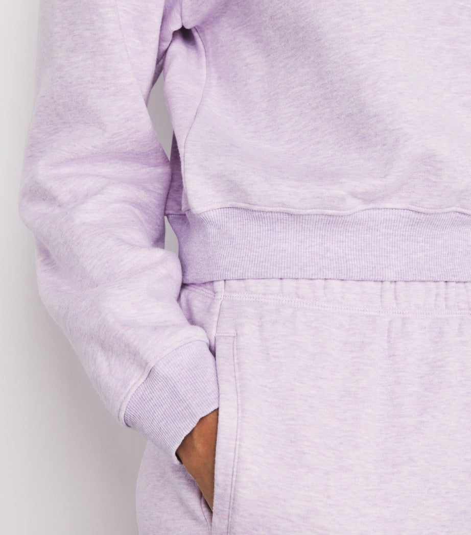 Purple Cotton-Blend Fleece Polo Sweatshirt