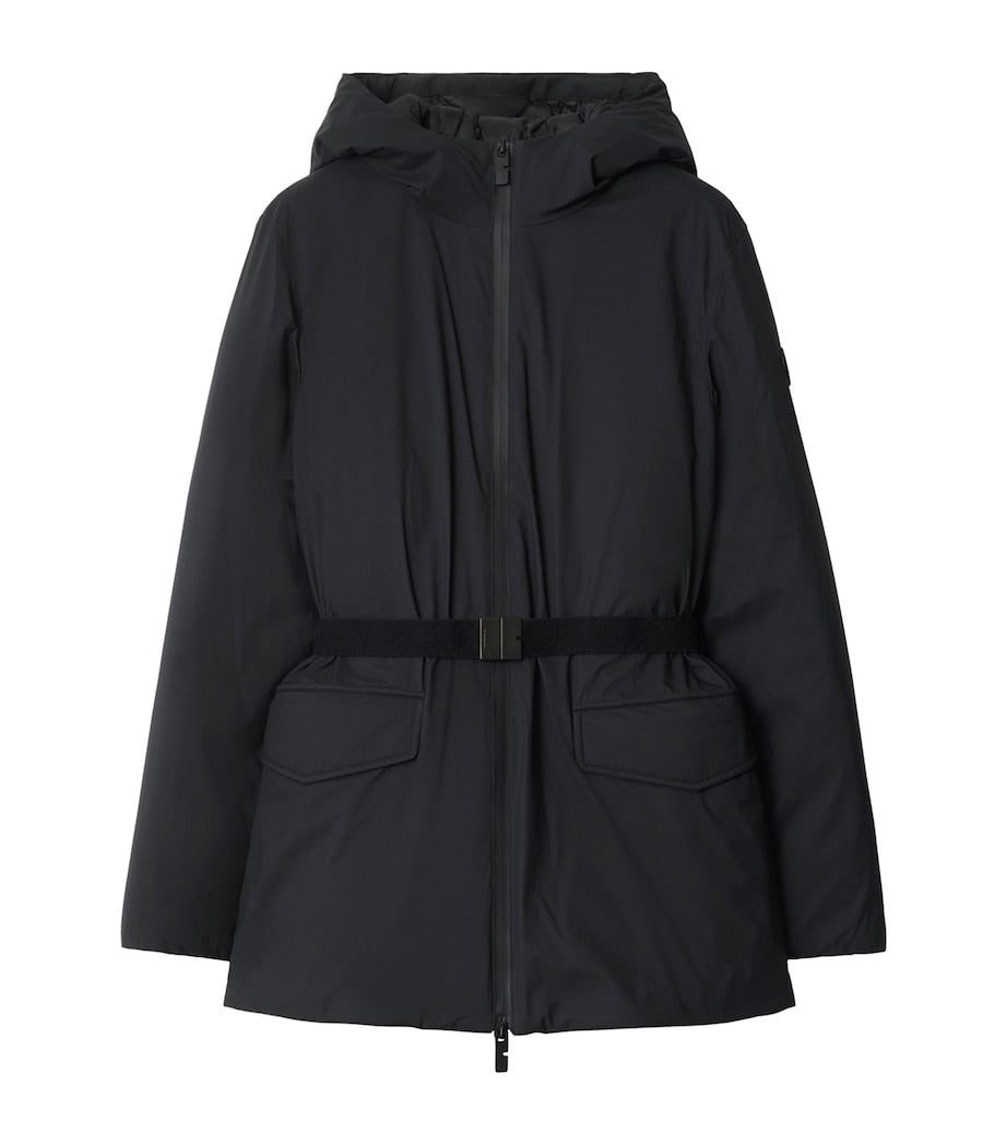 Black Down Short Hooded Nylon Coat