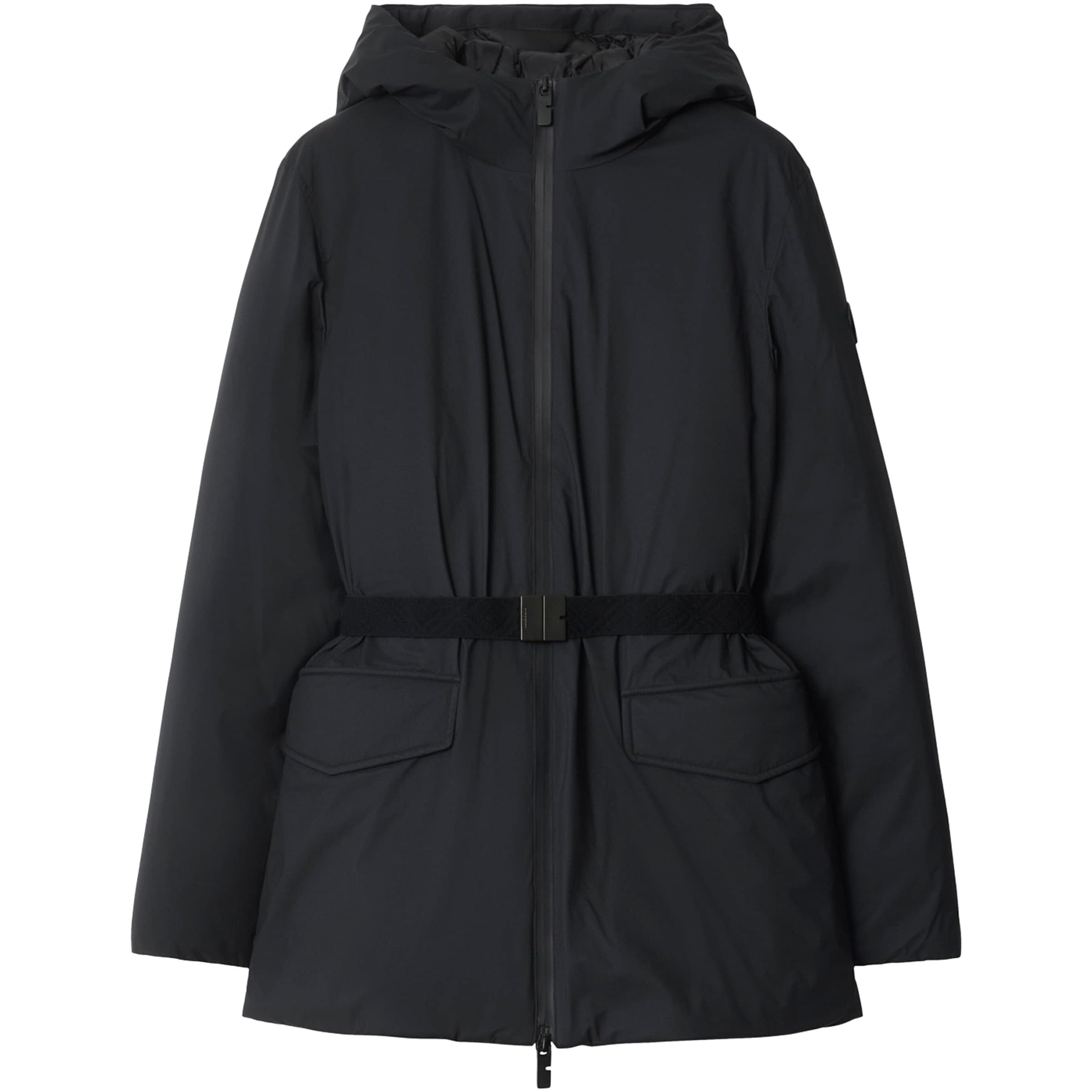 Burberry Black Down Short Hooded Nylon Coat