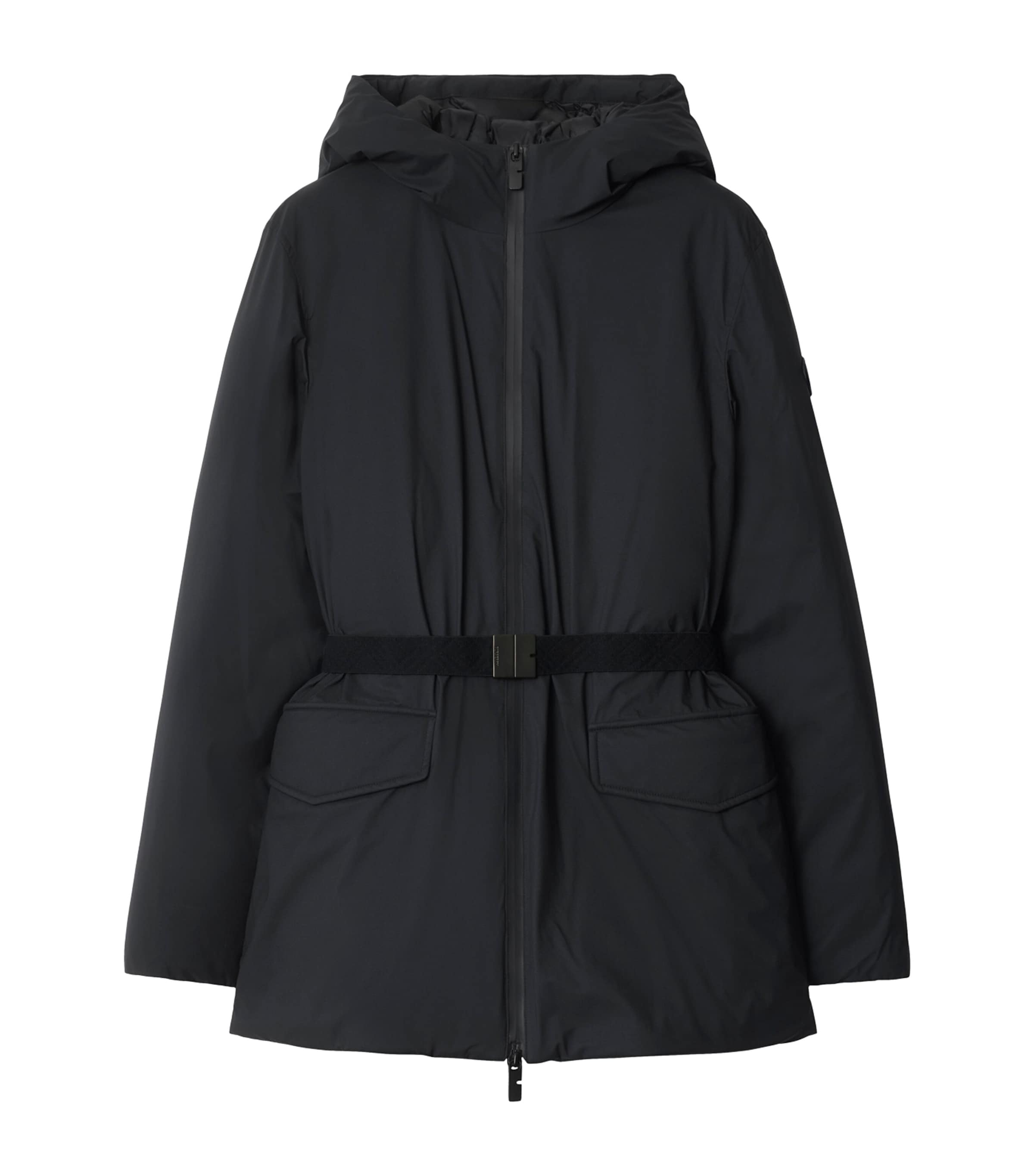 Burberry Black Down Short Hooded Nylon Coat