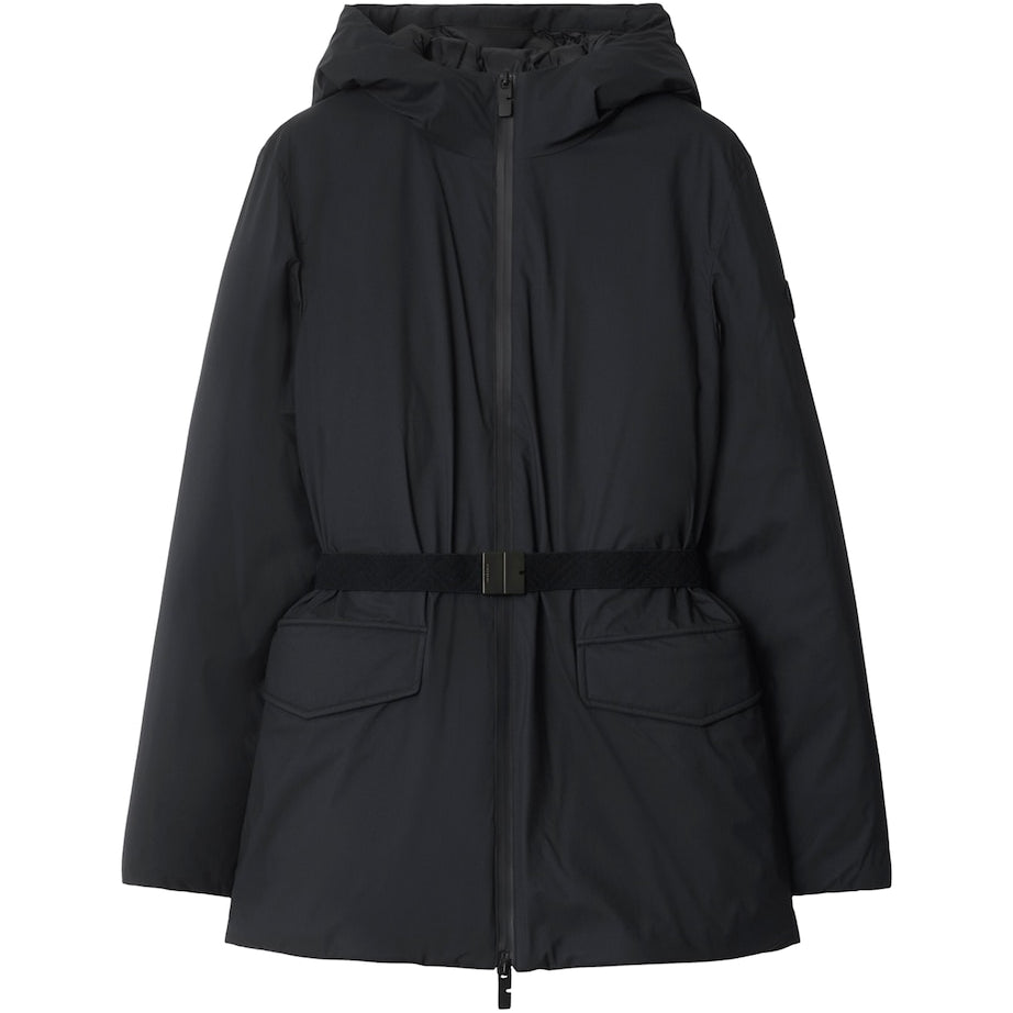 Black Down Short Hooded Nylon Coat