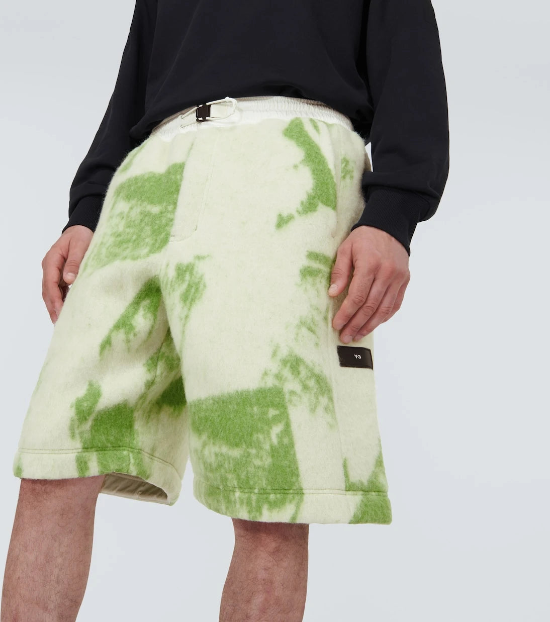 Y-3 - Printed wool-blend shorts