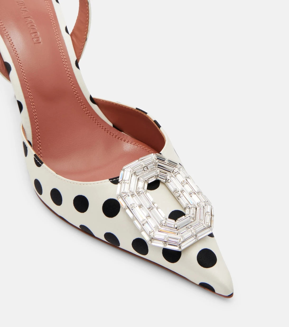 Amina Muaddi - Camelia polka-dot satin slingback pumps