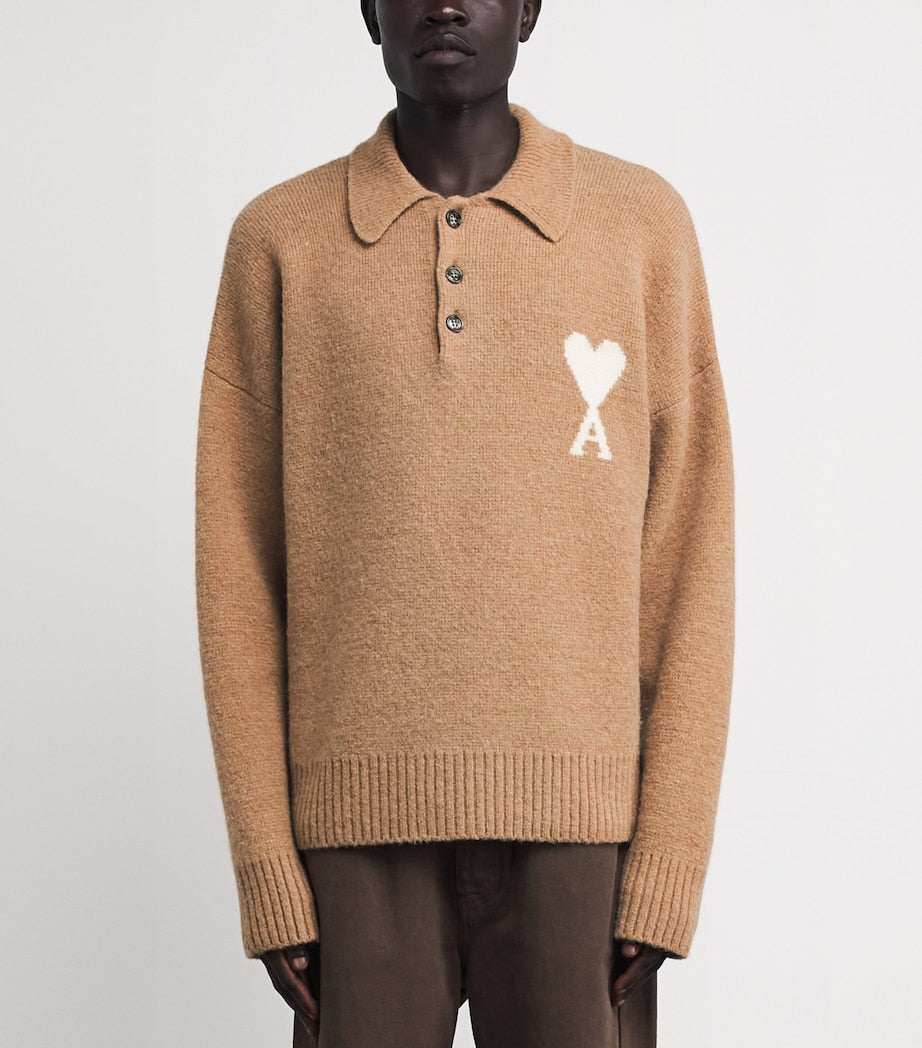 Alpaca-Blend Ami de Coeur Polo Sweater