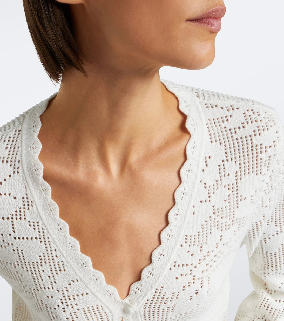 Chloé - Pointelle scalloped cotton cardigan