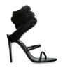 René Caovilla Black Fur-Trim Cleo Sandals 105