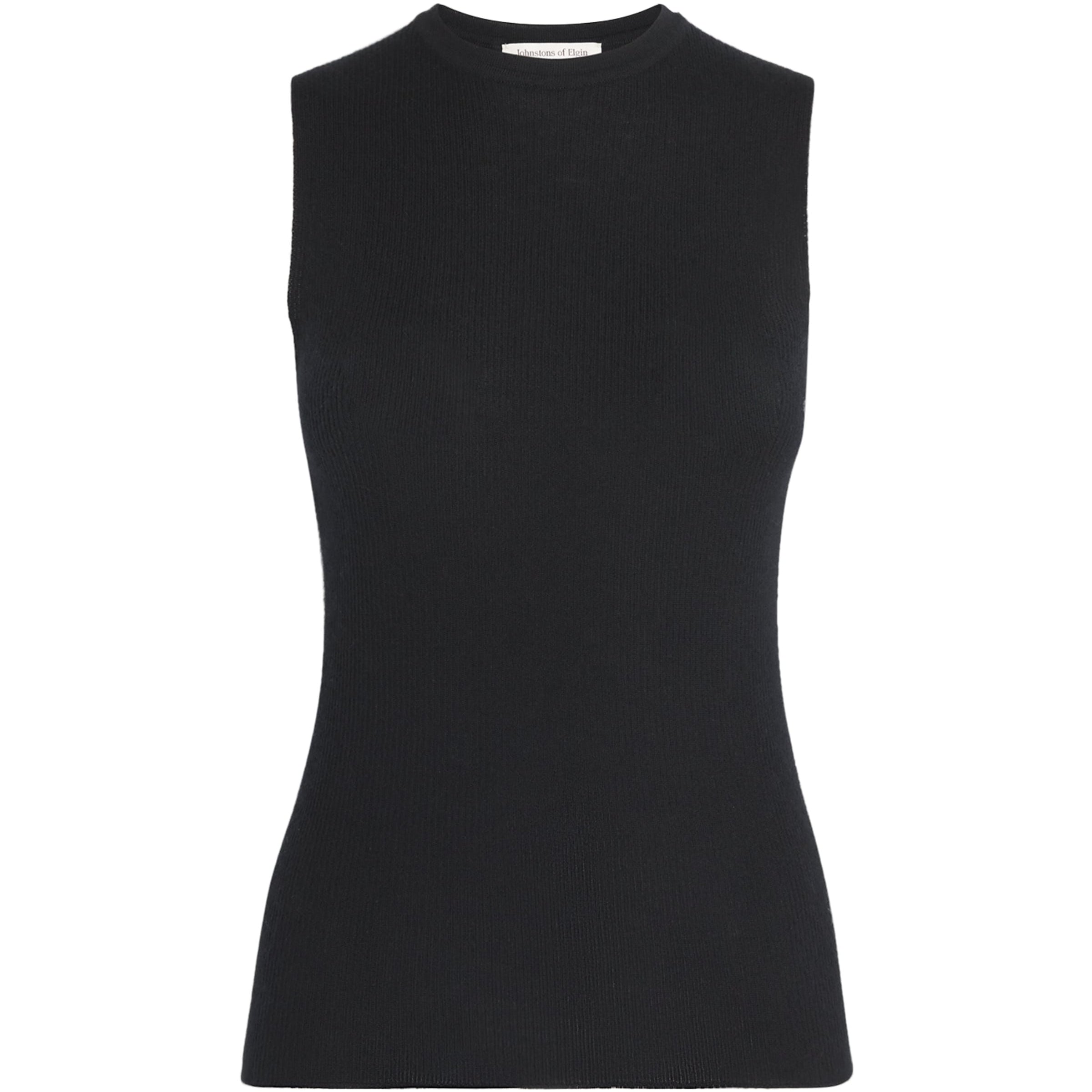 Johnstons Of Elgin Black Superfine Cashmere Tank Top