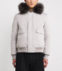 Yves Salomon White Down Coyote Fur-Trim Parka