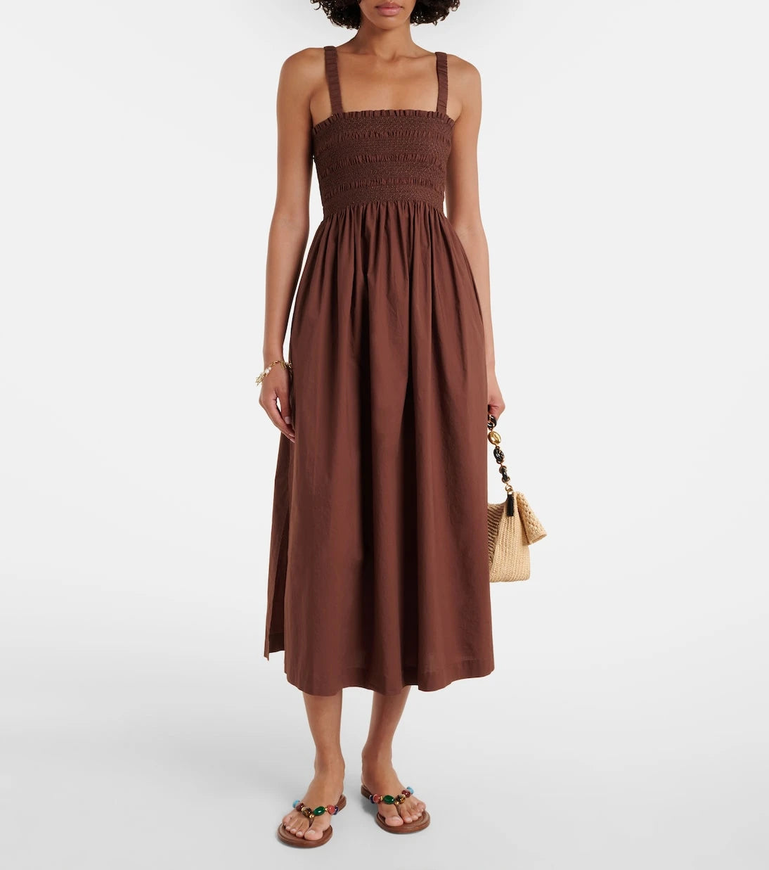 Heidi Klein - Grasse shirred cotton poplin midi dress