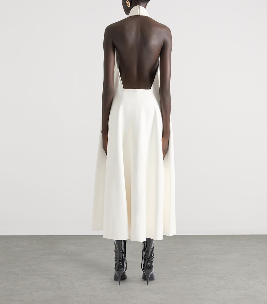 Givenchy White Leather Halterneck Maxi Dress