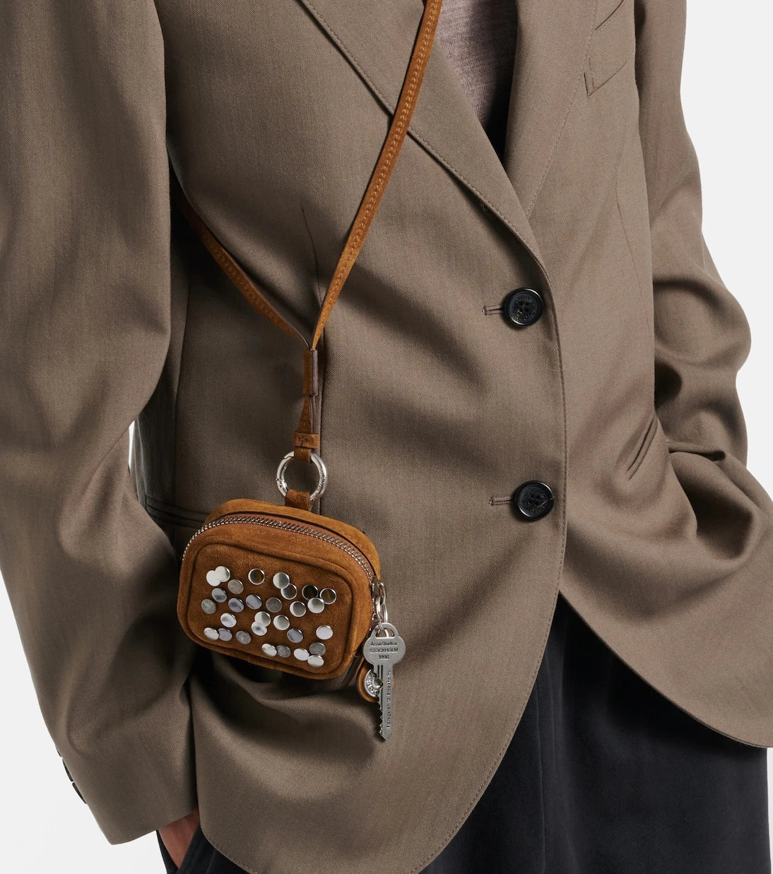 Acne Studios - Camero Clip embellished suede AirPods case