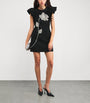 Rebecca Vallance Black Crepe Feather-Trim Starlight Mini Dress