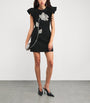 Rebecca Vallance Black Crepe Feather-Trim Starlight Mini Dress