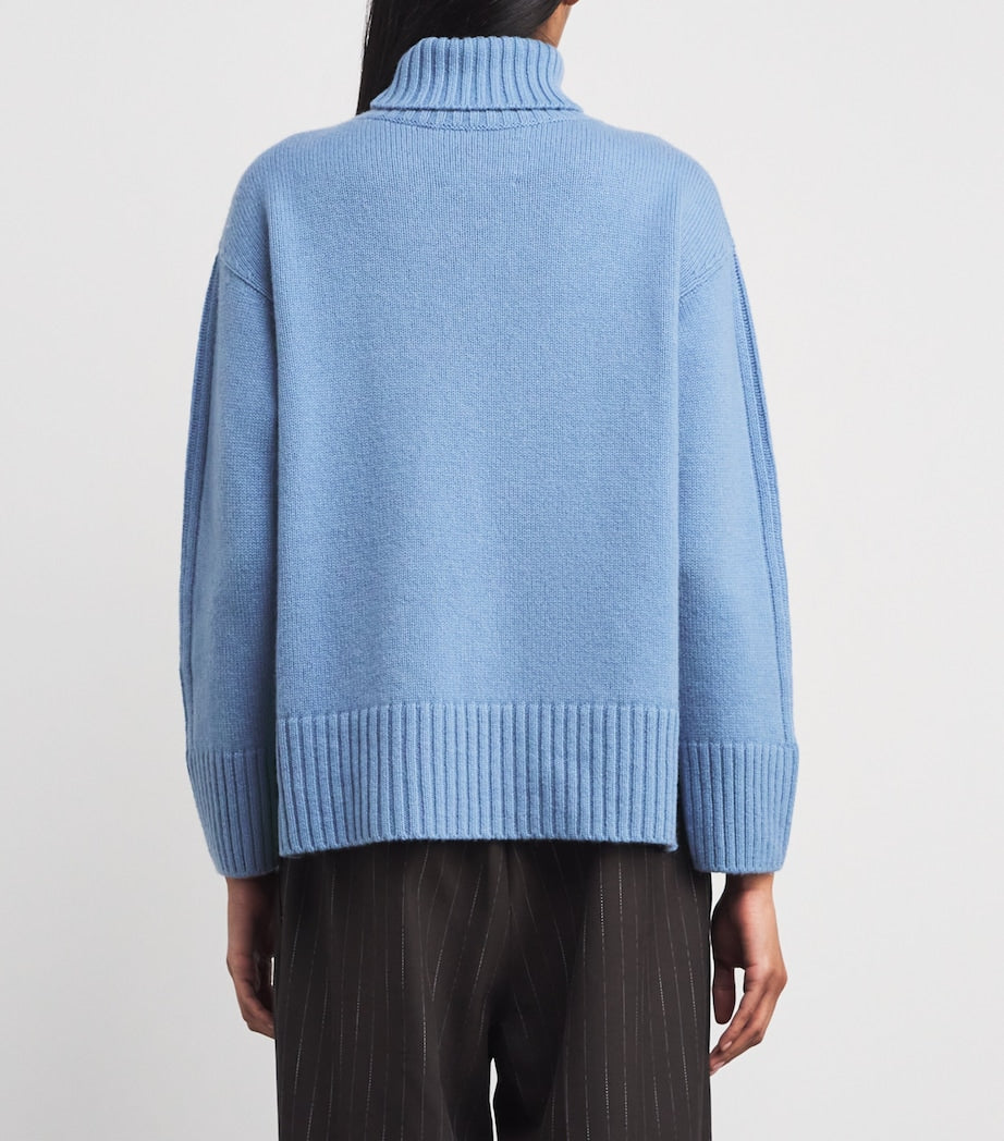 Harrods Blue Cashmere Rollneck Sweater