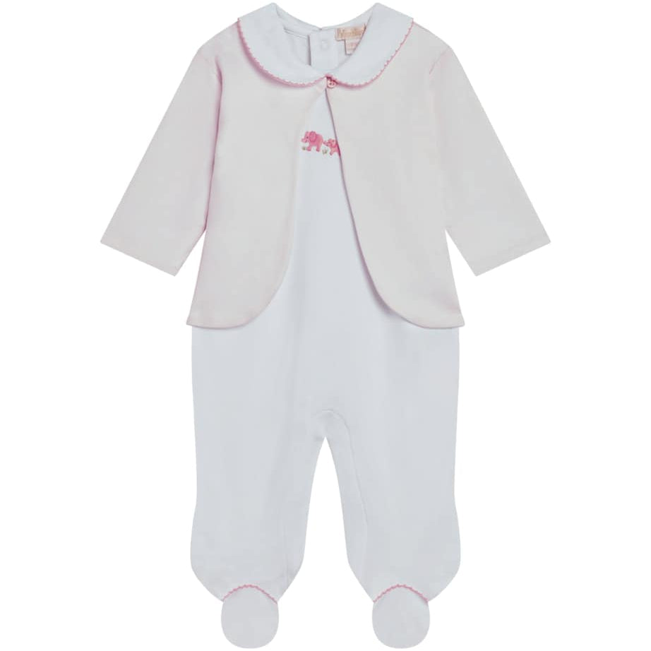 Pima Cotton Elephant Cardigan and All-In-One Set (Newborn - 6 Months)