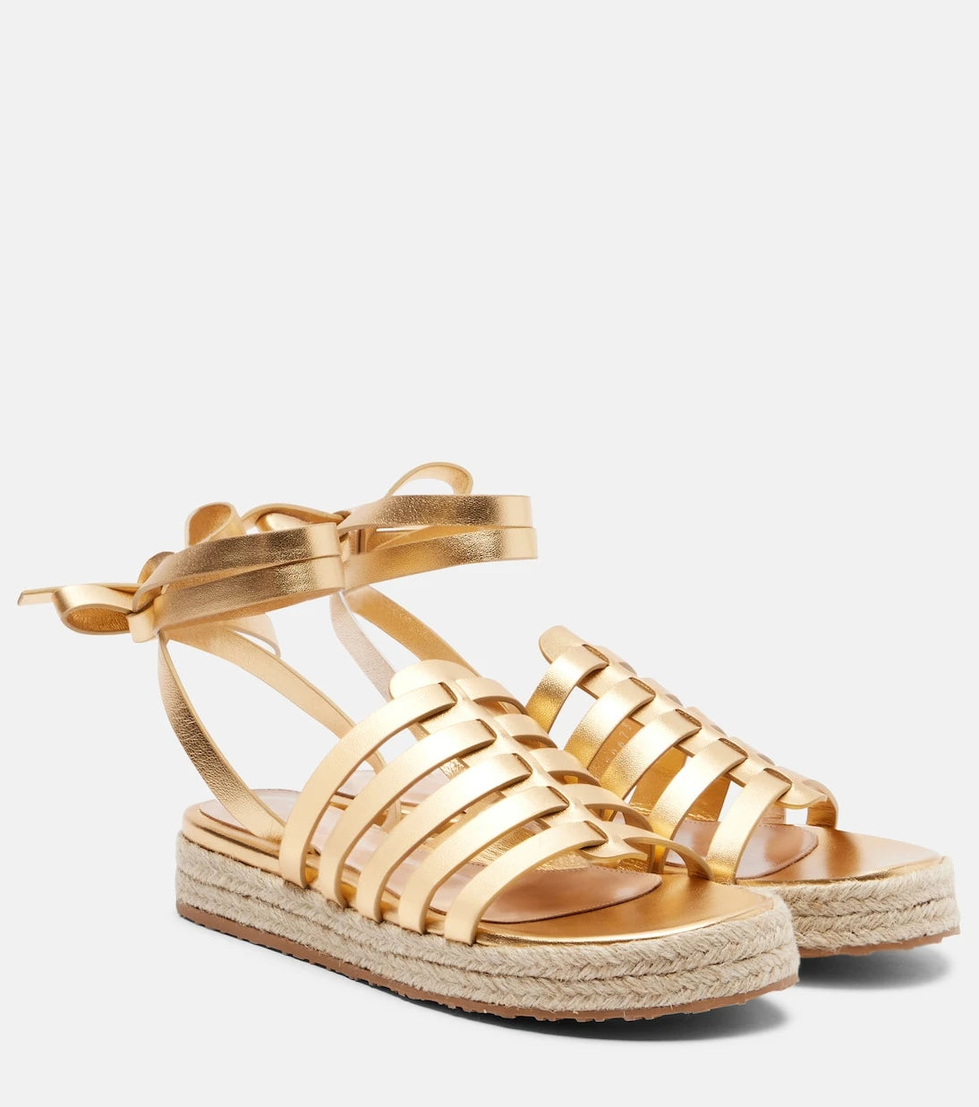 Gianvito Rossi - Pompei metallic leather espadrille sandals