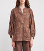 Eleventy Beige x Harrods Linen Floral-Embroidered Blouse
