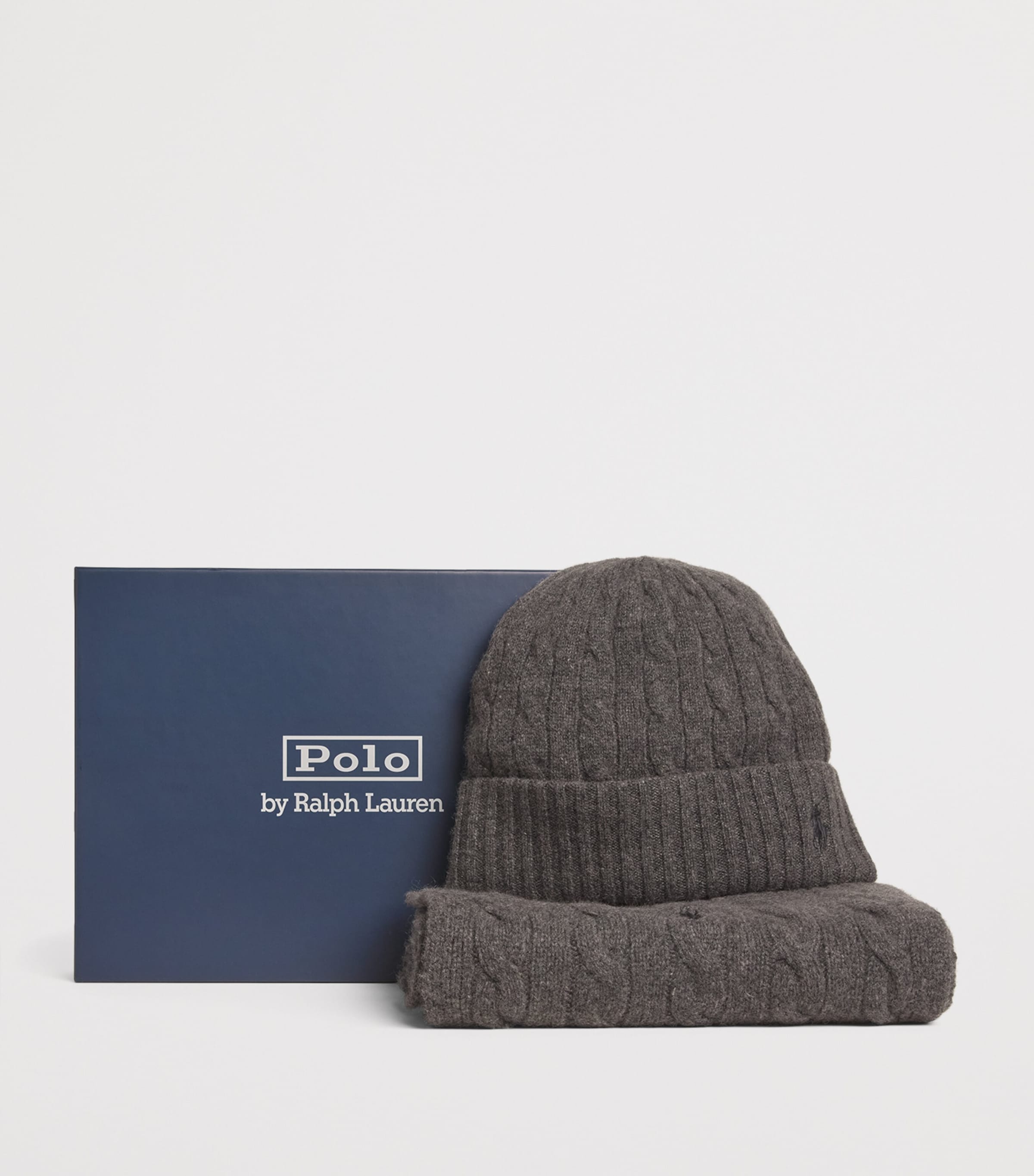 Polo Ralph Lauren Cashmere Cable-Knit Hat and Scarf Set