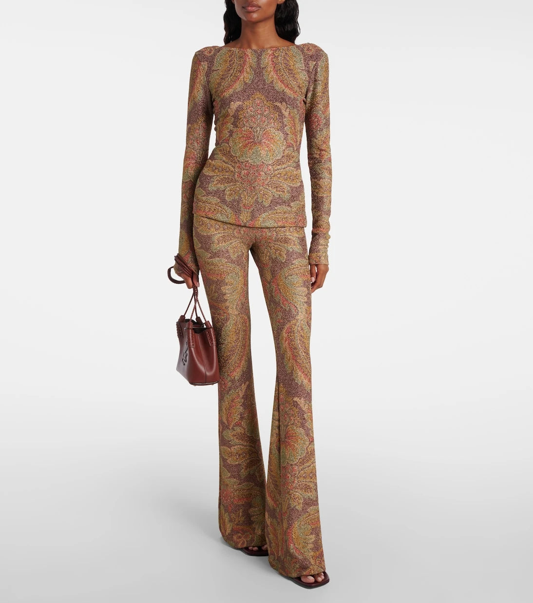 Etro - Printed jersey flared pants
