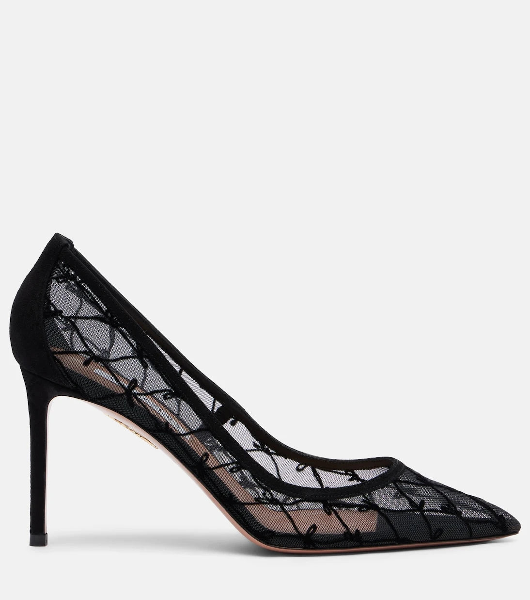 Aquazzura - 85 suede-trimmed mesh pumps