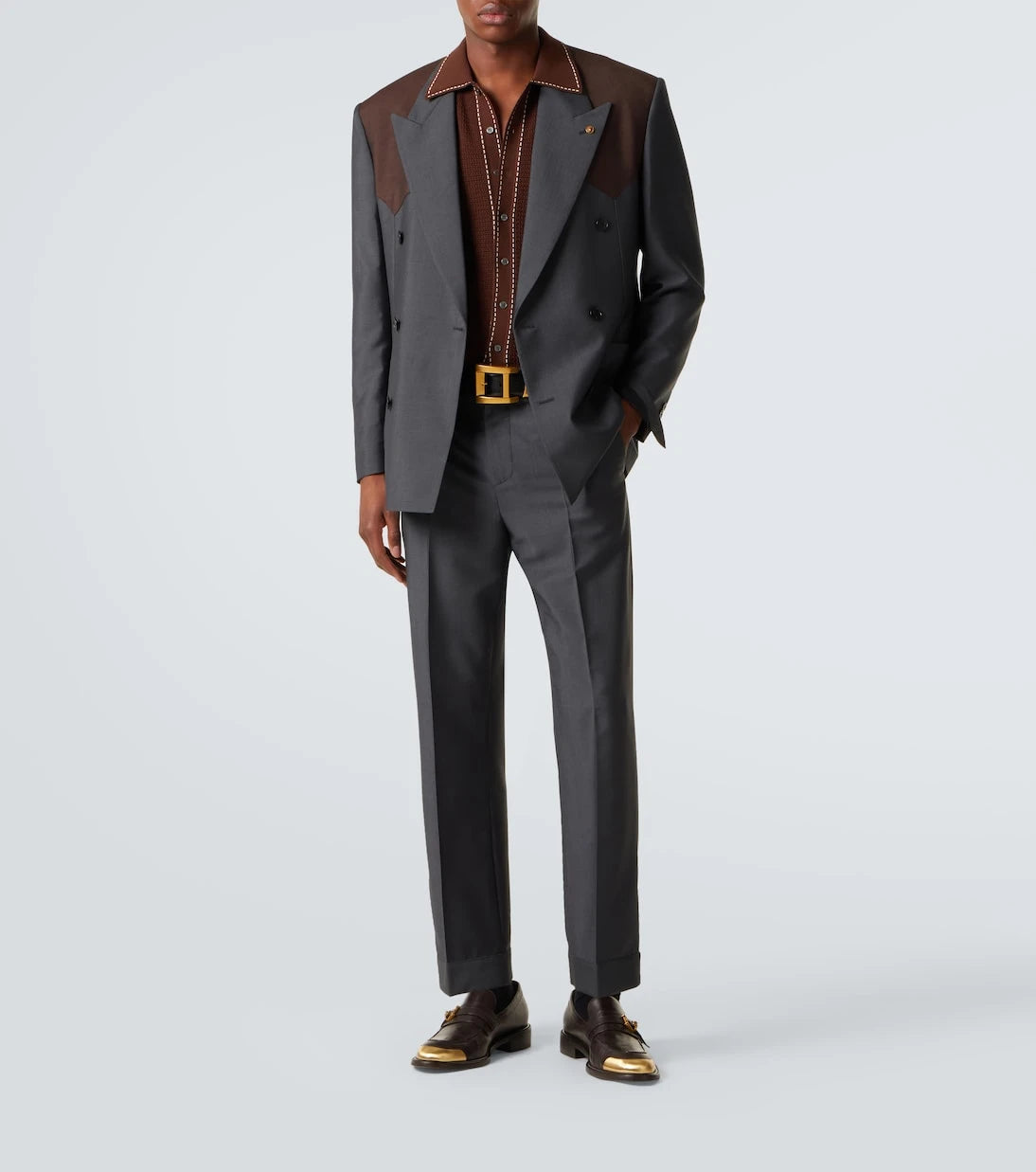Versace - Cropped wool and mohair straight pants