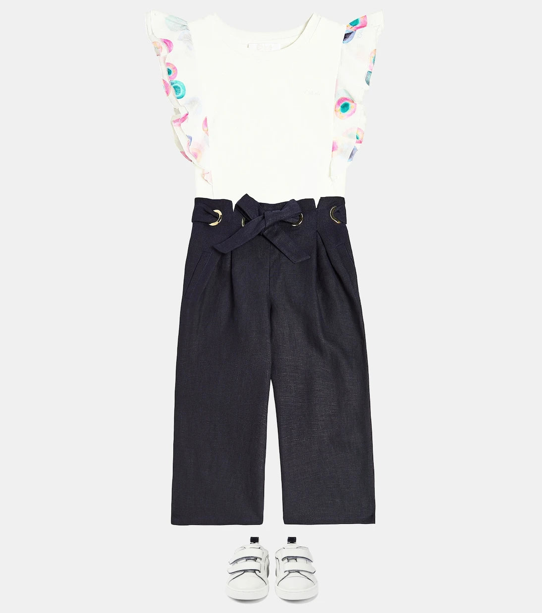 Chloé Kids - بنطلون كتان بقصة مستقيمة