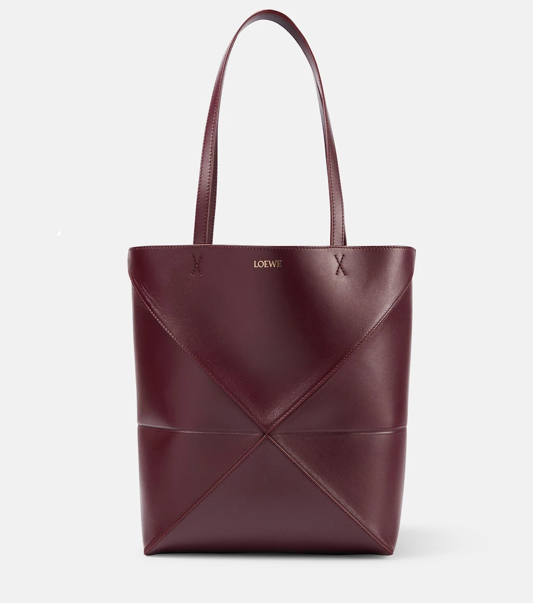Loewe - حقيبة توت جلدية Puzzle Fold متوسطة الحجم
