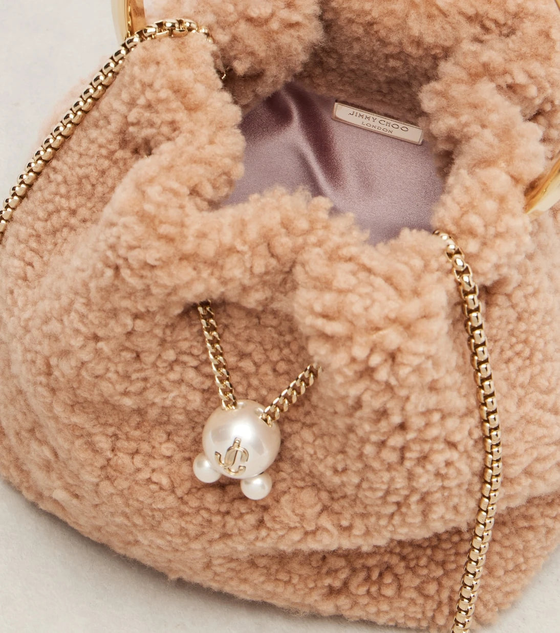 Jimmy Choo - Bon Bon Small shearling bucket bag