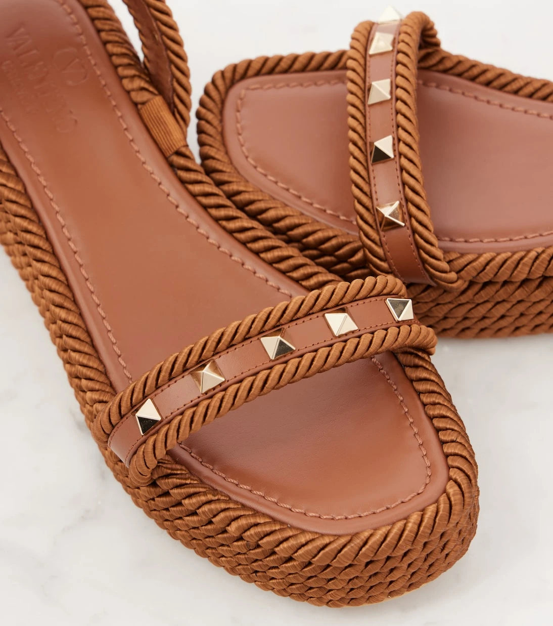 Valentino Garavani - Rockstud Torchon leather espadrilles