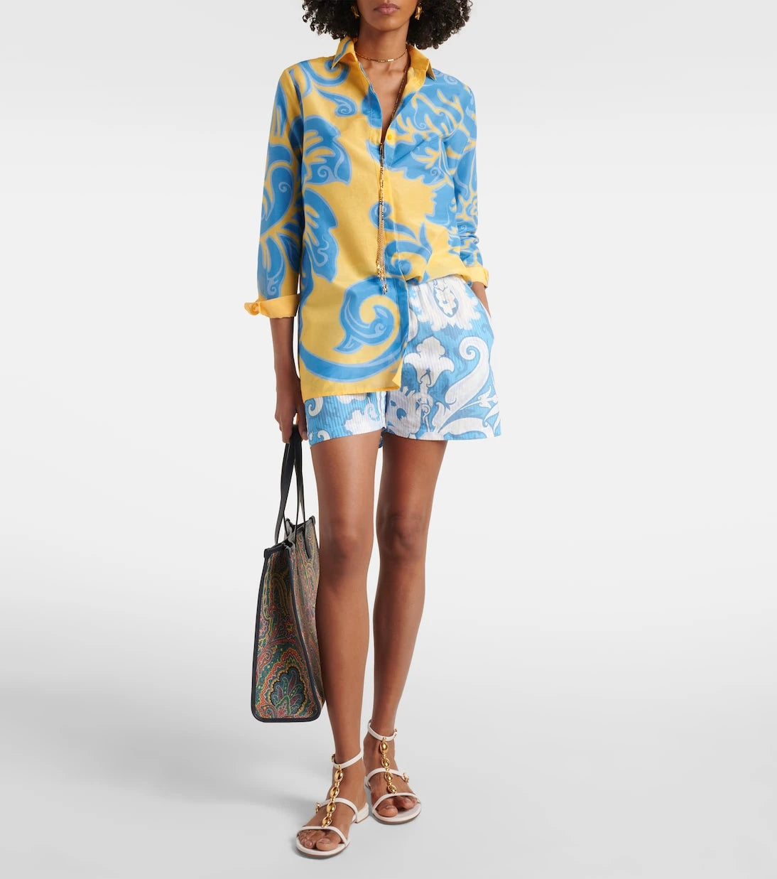 Etro - Printed cotton and silk shirt