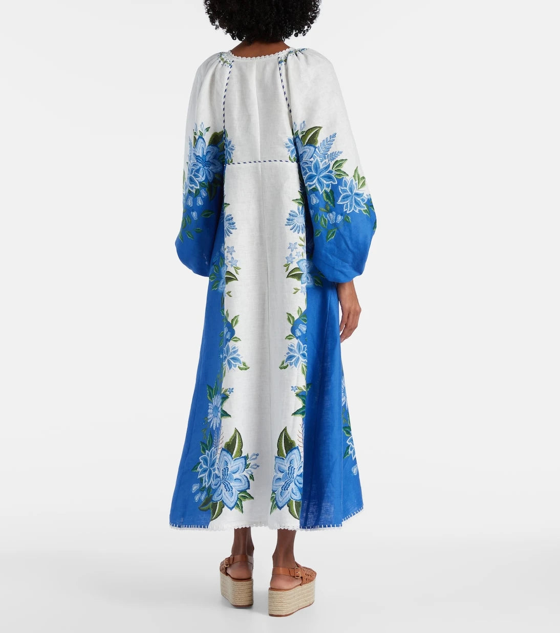 Farm Rio - Printed puff-sleeve linen maxi dress