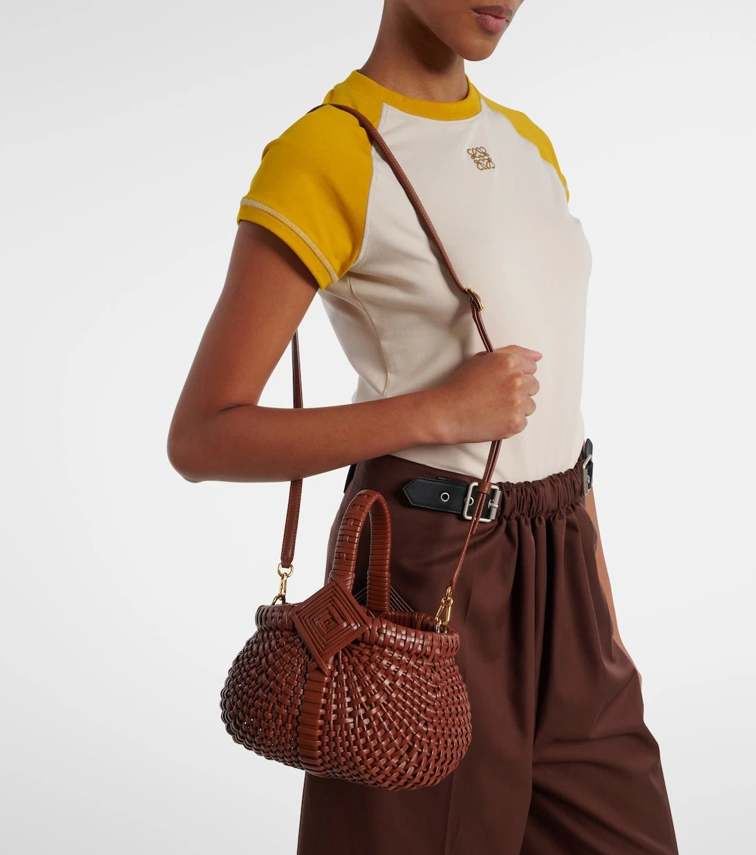 Loewe - Diamond Round Mini leather basket bag