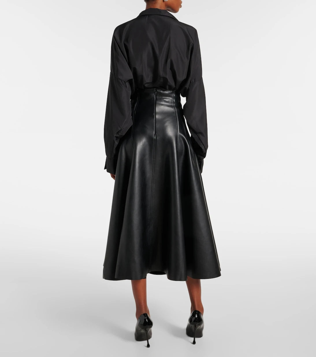 Norma Kamali - Grace faux leather midi skirt